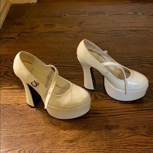 White platform heels